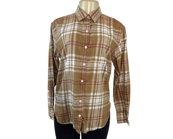 Banana Republic Women's Brown Plaid Button-Up Shirt Sz S
