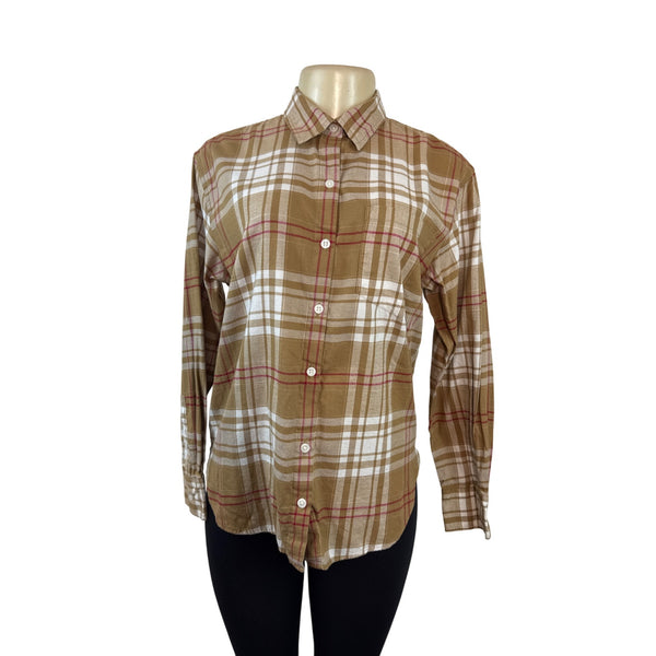Banana Republic Women's Brown Plaid Button-Up Shirt Sz S