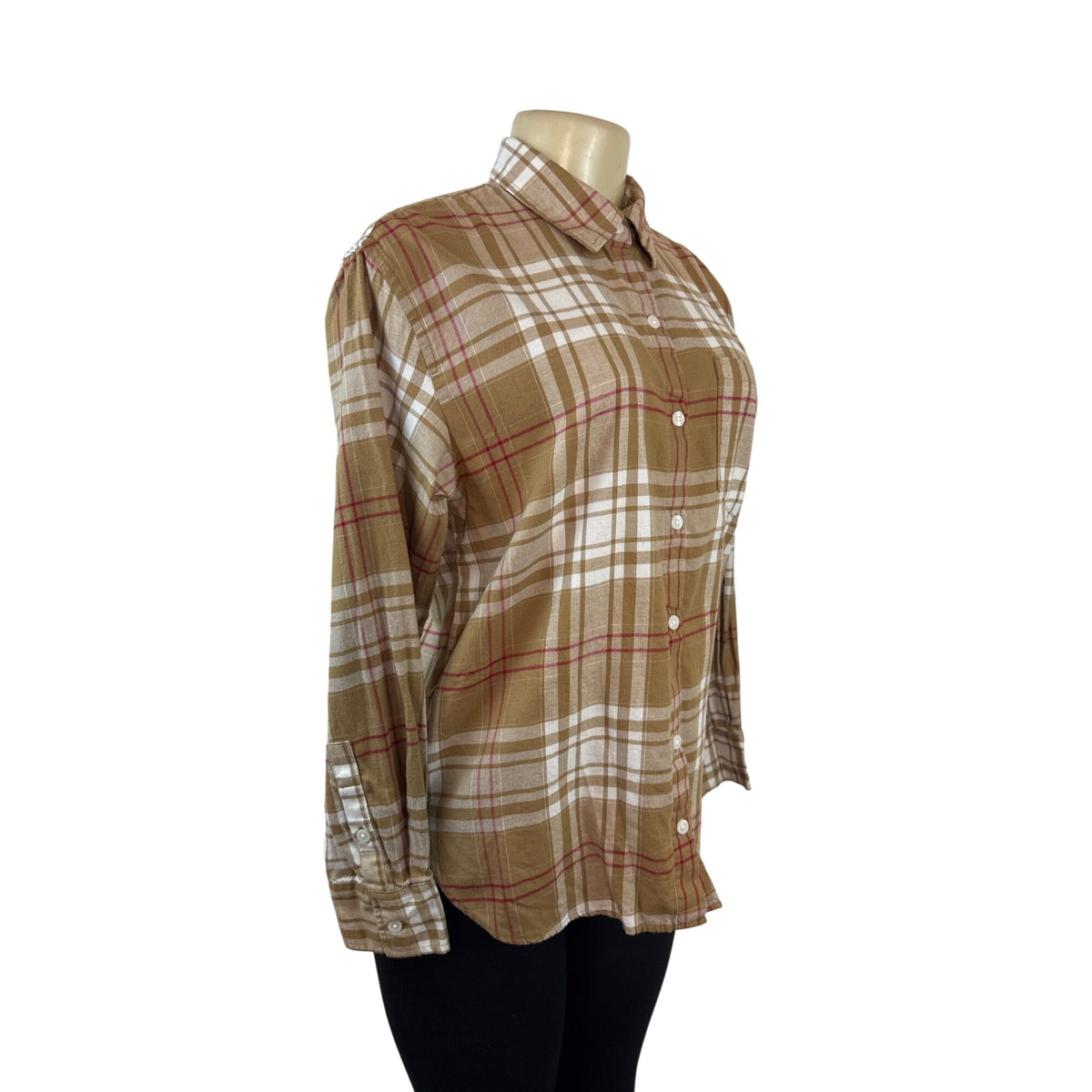Banana Republic Women's Brown Plaid Button-Up Shirt Sz S