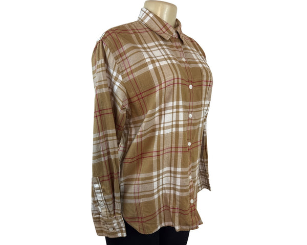 Banana Republic Women's Brown Plaid Button-Up Shirt Sz S