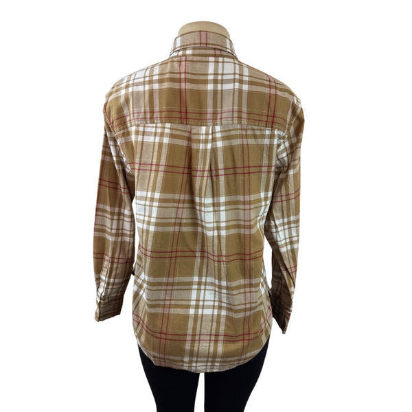 Banana Republic Women's Brown Plaid Button-Up Shirt Sz S