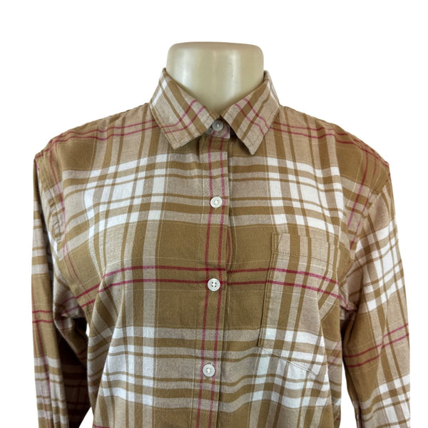 Banana Republic Women's Brown Plaid Button-Up Shirt Sz S