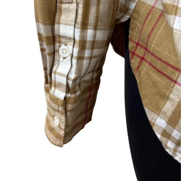 Banana Republic Women's Brown Plaid Button-Up Shirt Sz S