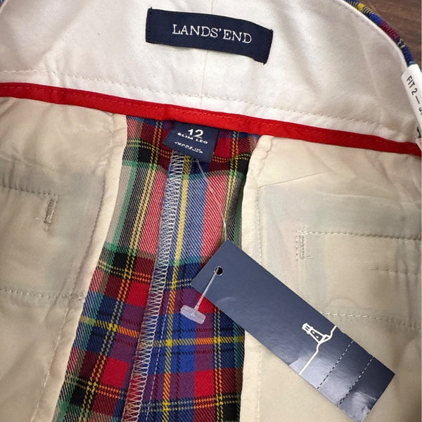 Lands End Womens Multicolor Plaid Pants Size 12 - New