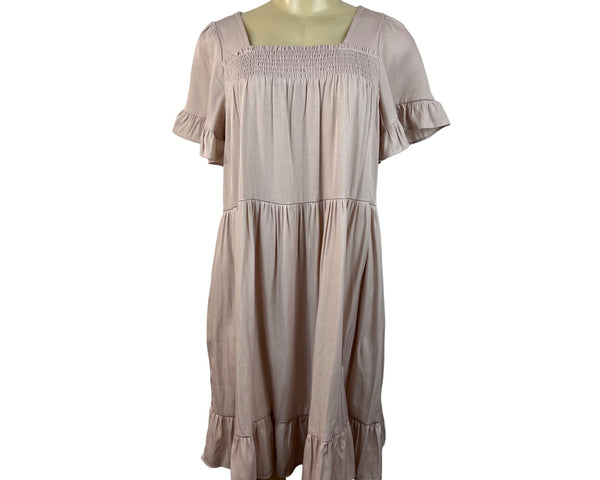 Calista Women's Dusty Pink Babydoll Short Sleeve Dress Sz S