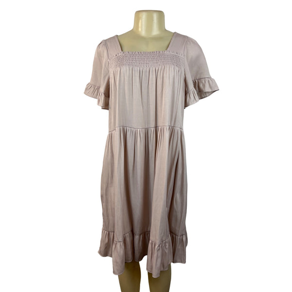 Calista Women's Dusty Pink Babydoll Short Sleeve Dress Sz S