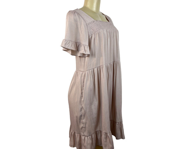 Calista Women's Dusty Pink Babydoll Short Sleeve Dress Sz S
