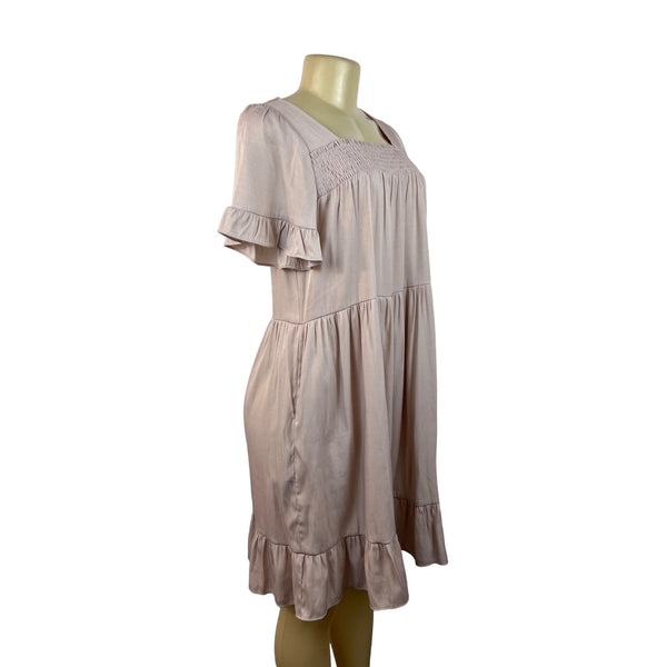 Calista Women's Dusty Pink Babydoll Short Sleeve Dress Sz S