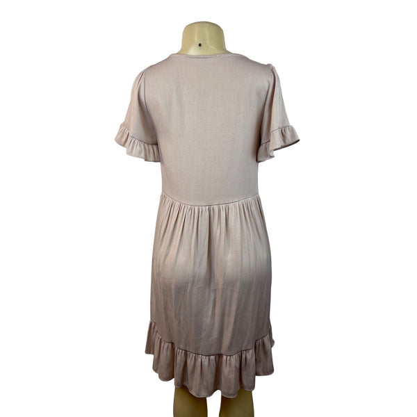 Calista Women's Dusty Pink Babydoll Short Sleeve Dress Sz S