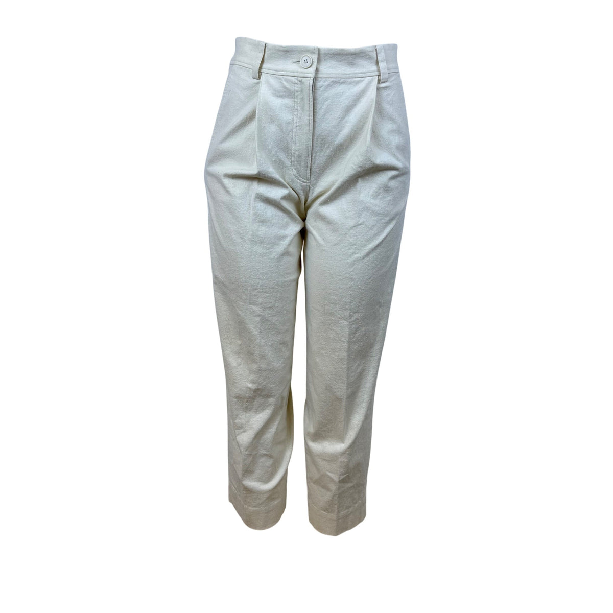 Cos Womens Cream Lyocell & Linen High-Waisted Straight-Leg Pants Size 2