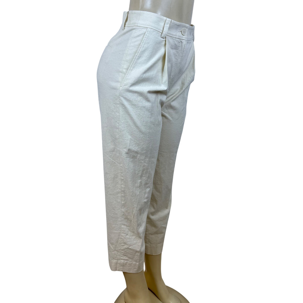 Cos Womens Cream Lyocell & Linen High-Waisted Straight-Leg Pants Size 2