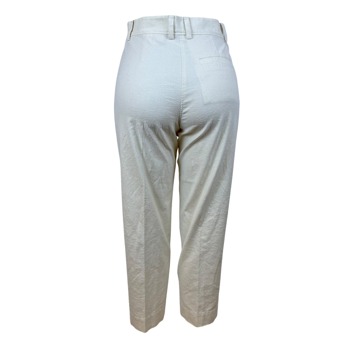 Cos Womens Cream Lyocell & Linen High-Waisted Straight-Leg Pants Size 2