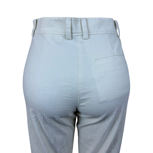 Cos Womens Cream Lyocell & Linen High-Waisted Straight-Leg Pants Size 2