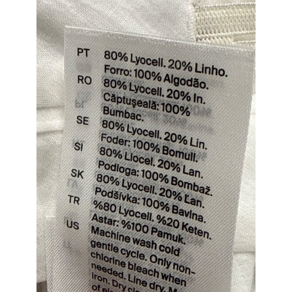 Cos Womens Cream Lyocell & Linen High-Waisted Straight-Leg Pants Size 2