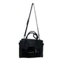 Maniere De Voir Black Faux Leather Looped Handle Multi Pocket City Tote Bag
