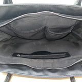 Maniere De Voir Black Faux Leather Looped Handle Multi Pocket City Tote Bag