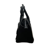 Maniere De Voir Black Faux Leather Looped Handle Multi Pocket City Tote Bag