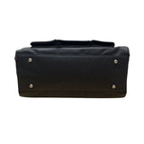 Maniere De Voir Black Faux Leather Looped Handle Multi Pocket City Tote Bag