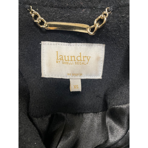 Laundry By Shelli Segal Womens Black Wool Blend Double-Breasted Peacoat Coat XS