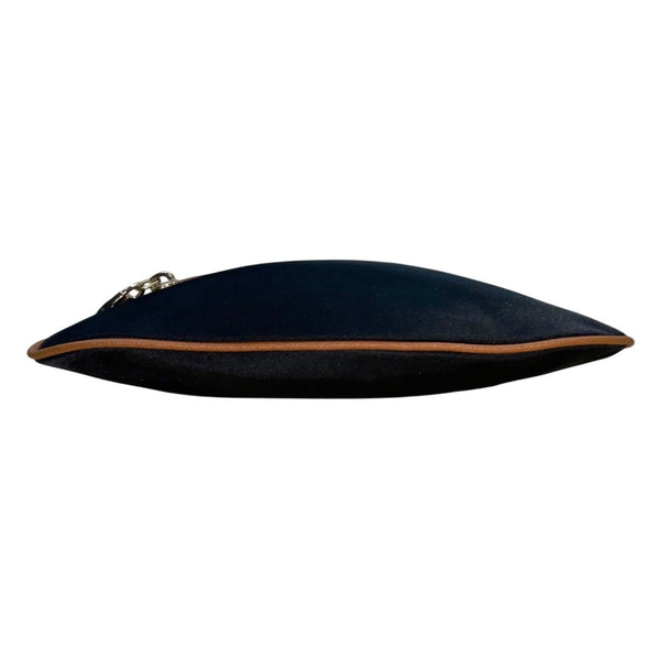 Michael Kors Black Nylon Brown Faux Leather & Front Pocket Evening Clutch Sz S