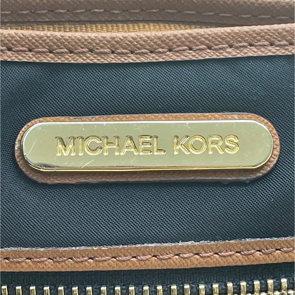 Michael Kors Black Nylon Brown Faux Leather & Front Pocket Evening Clutch Sz S