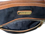 Michael Kors Black Nylon Brown Faux Leather & Front Pocket Evening Clutch Sz S