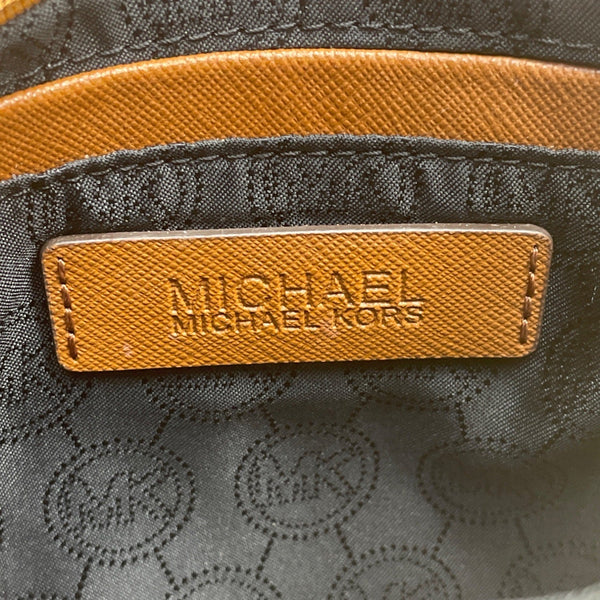 Michael Kors Black Nylon Brown Faux Leather & Front Pocket Evening Clutch Sz S