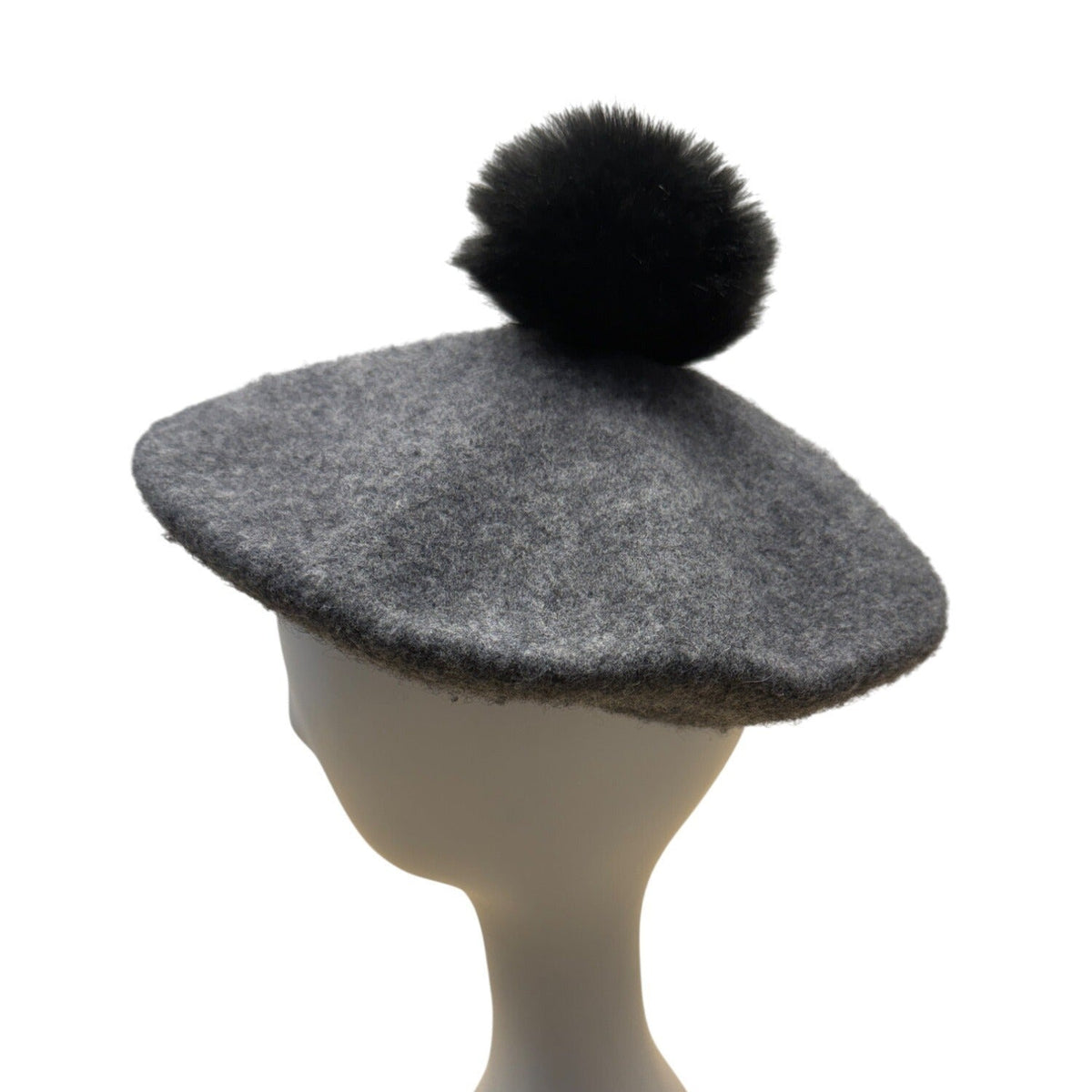 The Metropolitan Opera Gray Beret With Black Pom-Pom