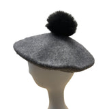 The Metropolitan Opera Gray Beret With Black Pom-Pom
