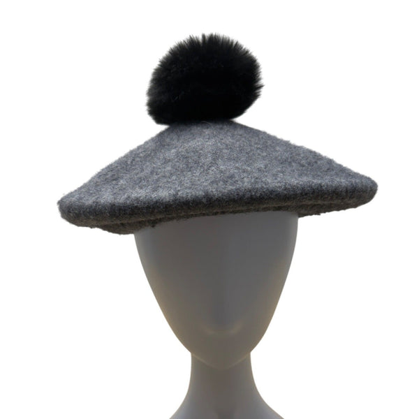 The Metropolitan Opera Gray Beret With Black Pom-Pom