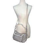 Coach Gray Leather With White & Glitter Tags Crossbody Strap Shoulder Bag Sz M