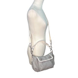 Coach Gray Leather With White & Glitter Tags Crossbody Strap Shoulder Bag Sz M
