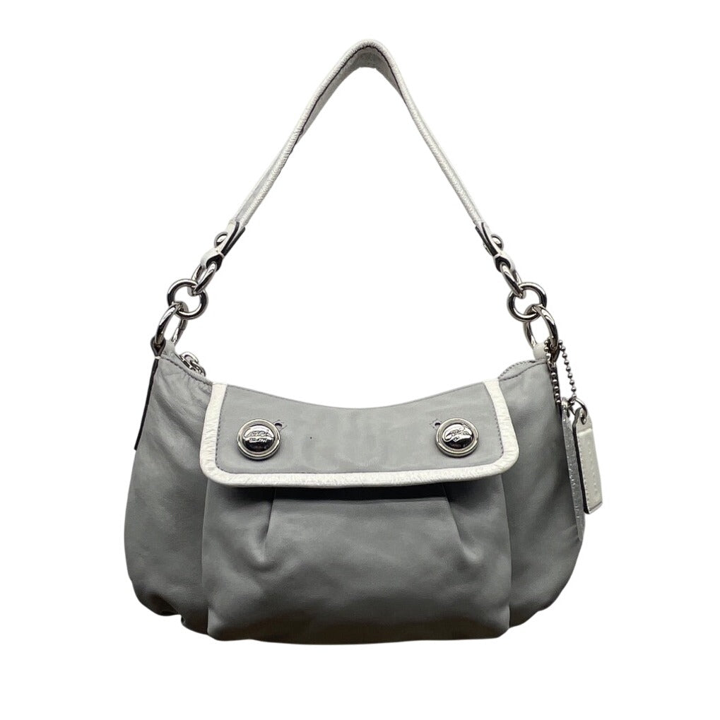 Coach Gray Leather With White & Glitter Tags Crossbody Strap Shoulder Bag Sz M