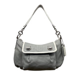 Coach Gray Leather With White & Glitter Tags Crossbody Strap Shoulder Bag Sz M