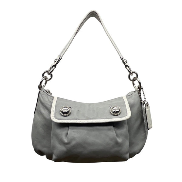 Coach Gray Leather With White & Glitter Tags Crossbody Strap Shoulder Bag Sz M