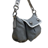 Coach Gray Leather With White & Glitter Tags Crossbody Strap Shoulder Bag Sz M