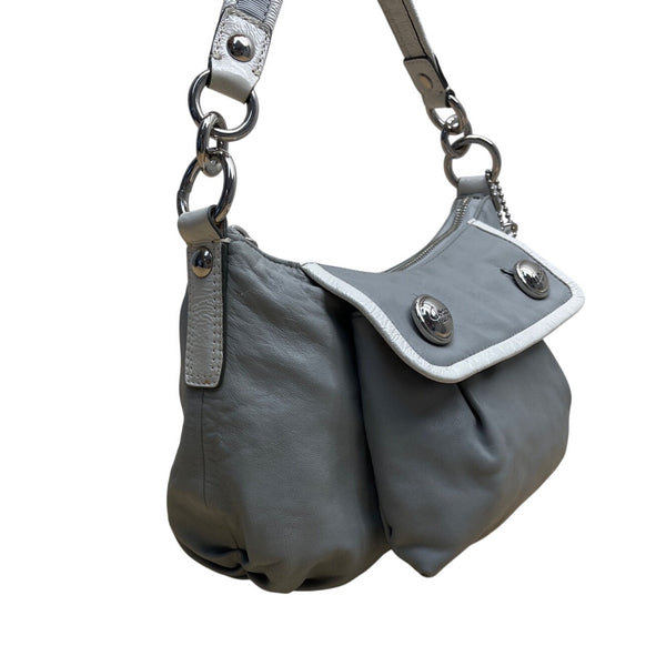 Coach Gray Leather With White & Glitter Tags Crossbody Strap Shoulder Bag Sz M
