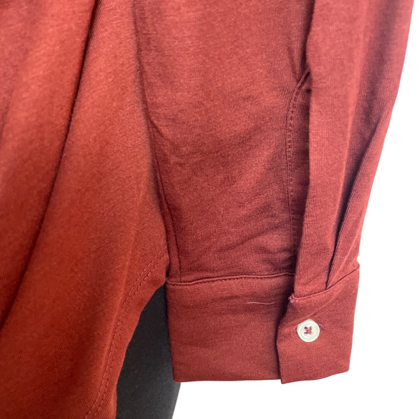 Lands End Womens Long-Sleeve Polo Shirt Red Brown Soft Fit Size SP - New