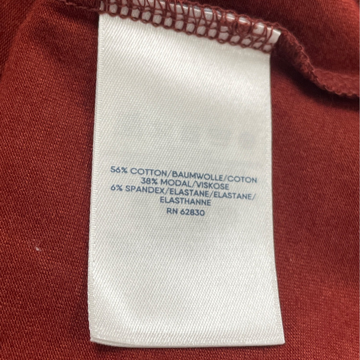 Lands End Womens Long-Sleeve Polo Shirt Red Brown Soft Fit Size SP - New