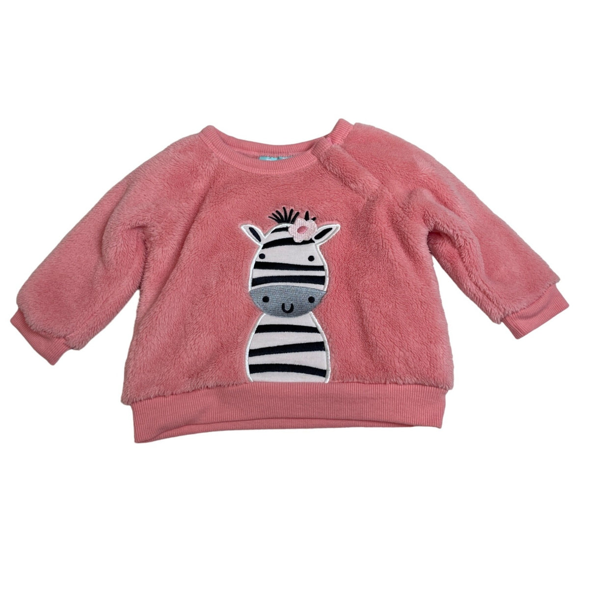 Pekkie Baby Girls Pink Zebra Fleece Sweatshirt - Size 6M