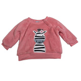 Pekkie Baby Girls Pink Zebra Fleece Sweatshirt - Size 6M