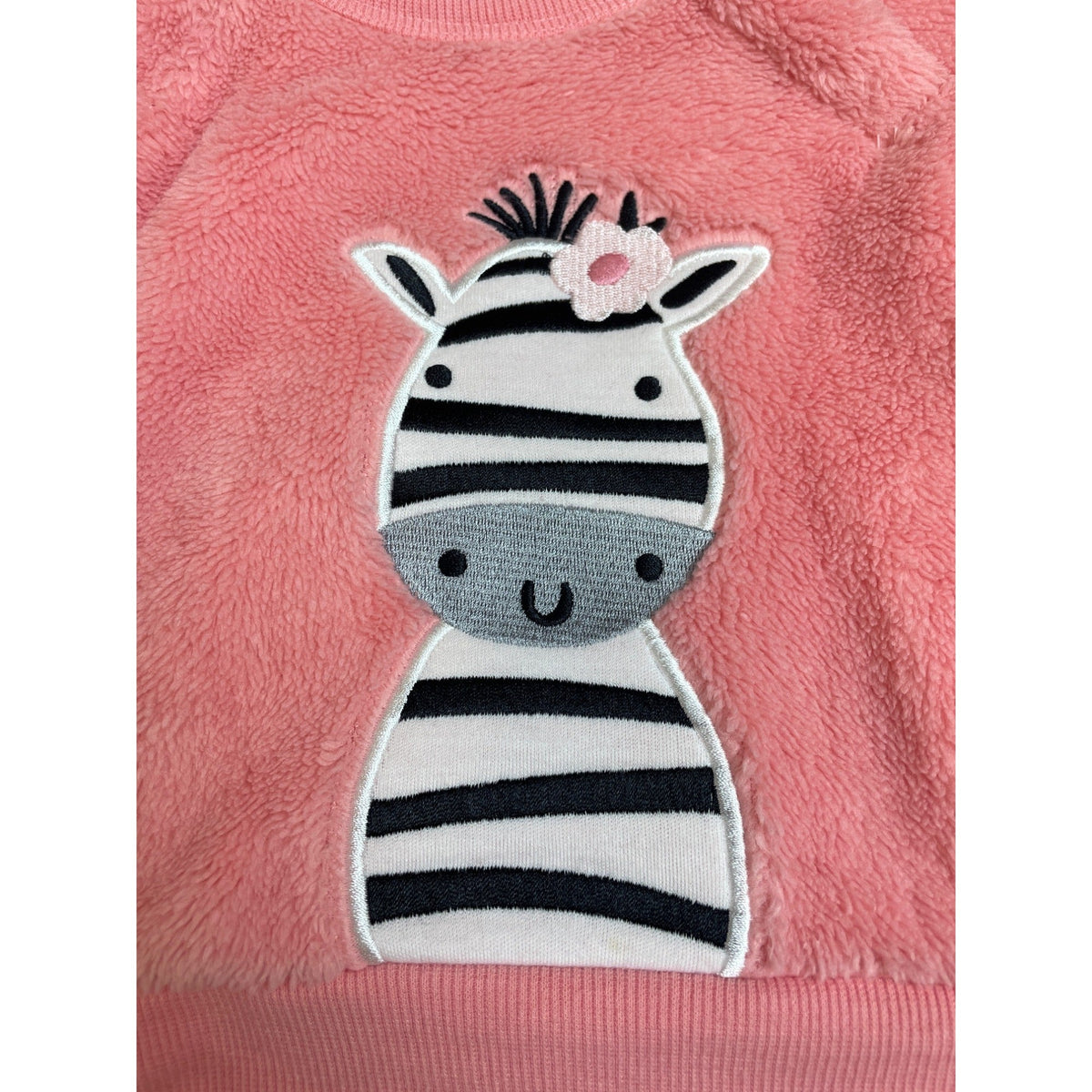 Pekkie Baby Girls Pink Zebra Fleece Sweatshirt - Size 6M
