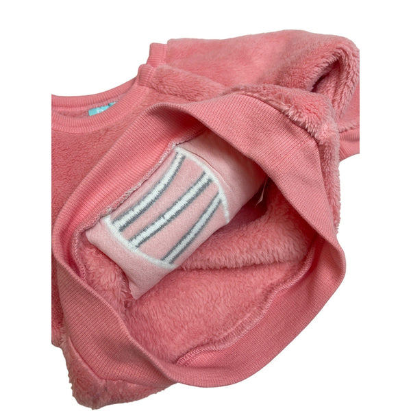 Pekkie Baby Girls Pink Zebra Fleece Sweatshirt - Size 6M