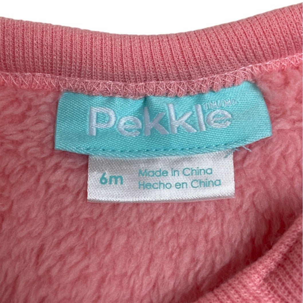 Pekkie Baby Girls Pink Zebra Fleece Sweatshirt - Size 6M