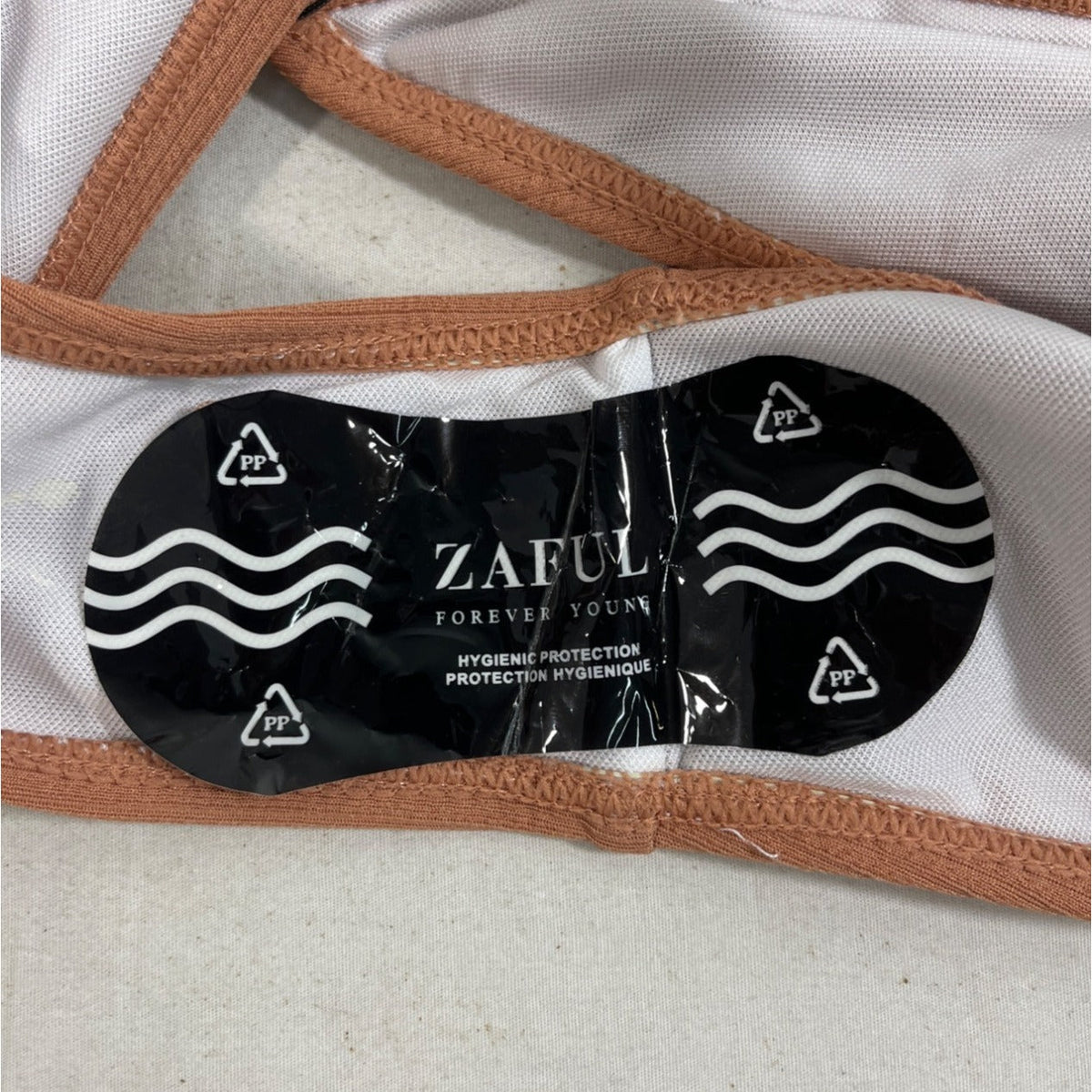 Zaful Womens Brown Ribbed Bikini Bottom Mid-Waist Size 8