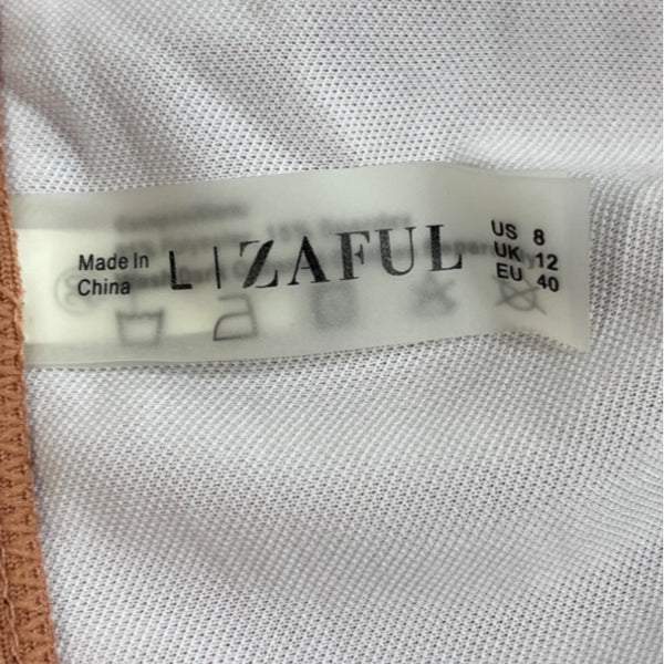 Zaful Womens Brown Ribbed Bikini Bottom Mid-Waist Size 8