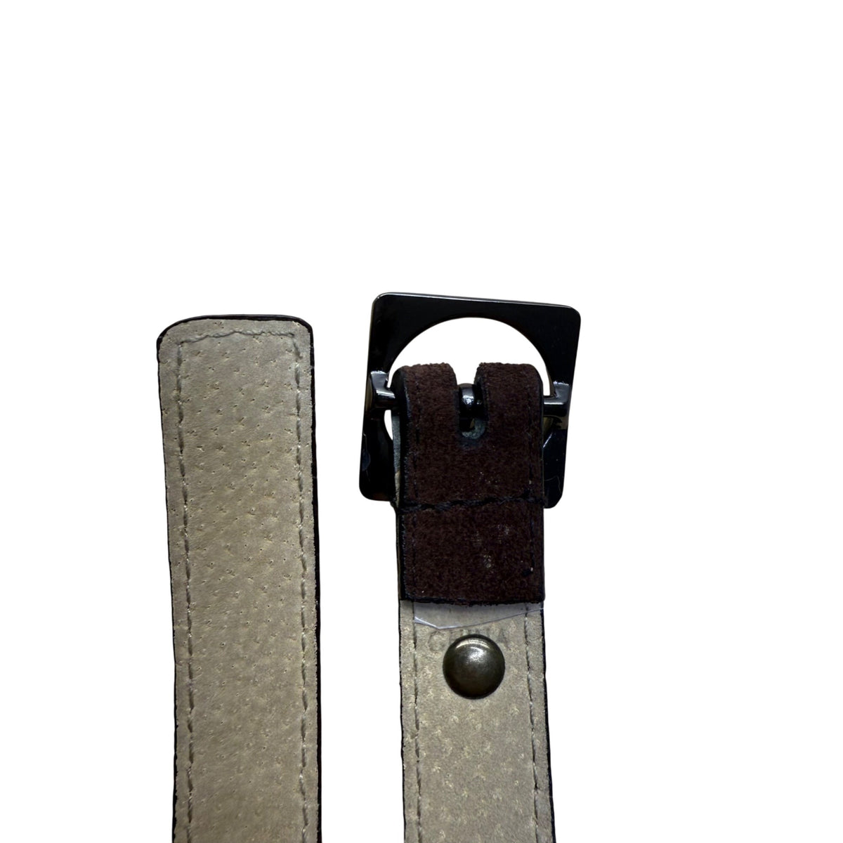 Nine West Womens Brown Suede Belt With Gold Stud Accents Adjustable