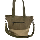 Two-Tone Canvas Tote Bag With Zipper & Pocket Stylish Carry-All Handbag