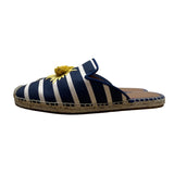 Kate Spade Navy & White Stripes & Yellow Daisy Espadrille Solero Mules Sz 7B