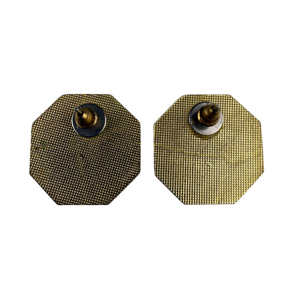 Vintage Unknown Womens Colorful Cloisonné Geometric Octagon Earrings